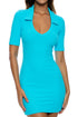 Luli Fama Beach Fuzz Deep V Polo Dress